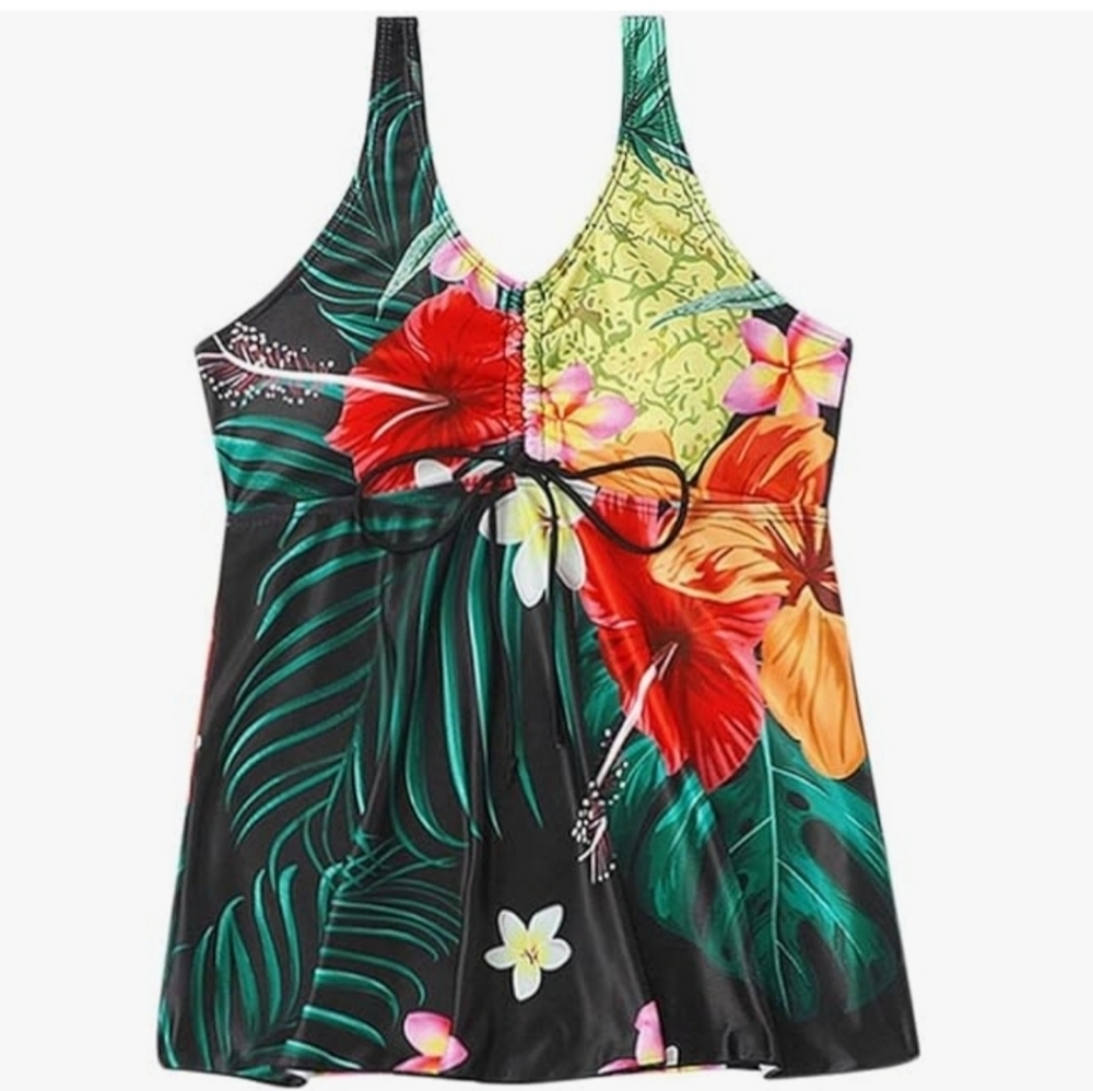 164.🆕NWOT XL Floral Tankini (Top Only) No Brand Tag - Picture 3 of 6